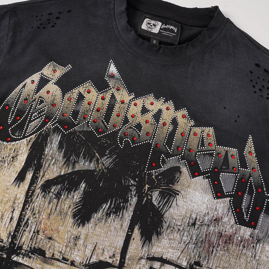 Godspeed Rhinestone Car Graphic T-Shirt — detail
