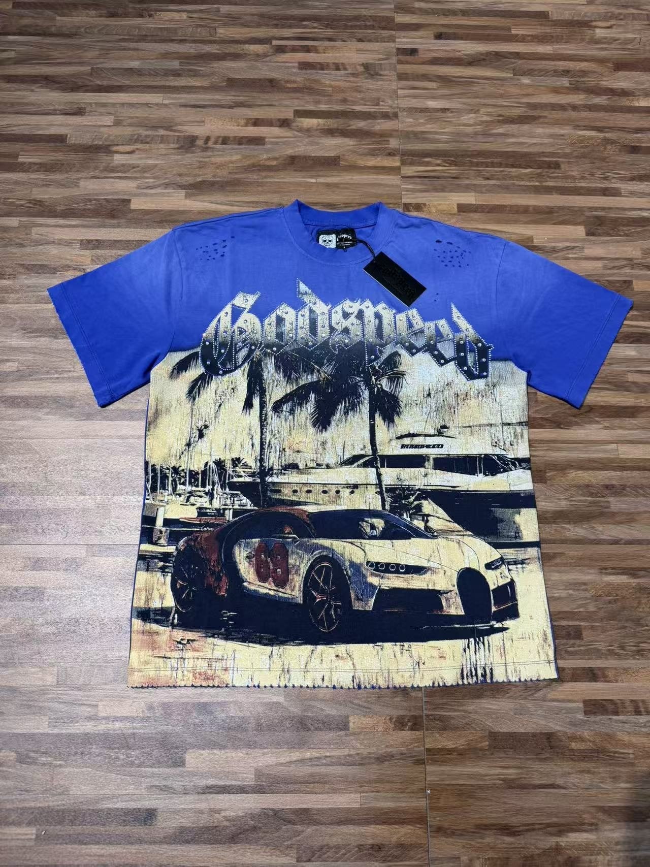 Godspeed Rhinestone Car Graphic T-Shirt — front