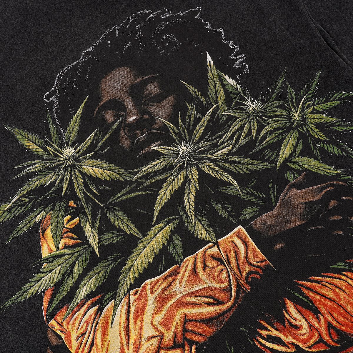 Godspeed Leaf Graphic Washed Black T-Shirt — detail