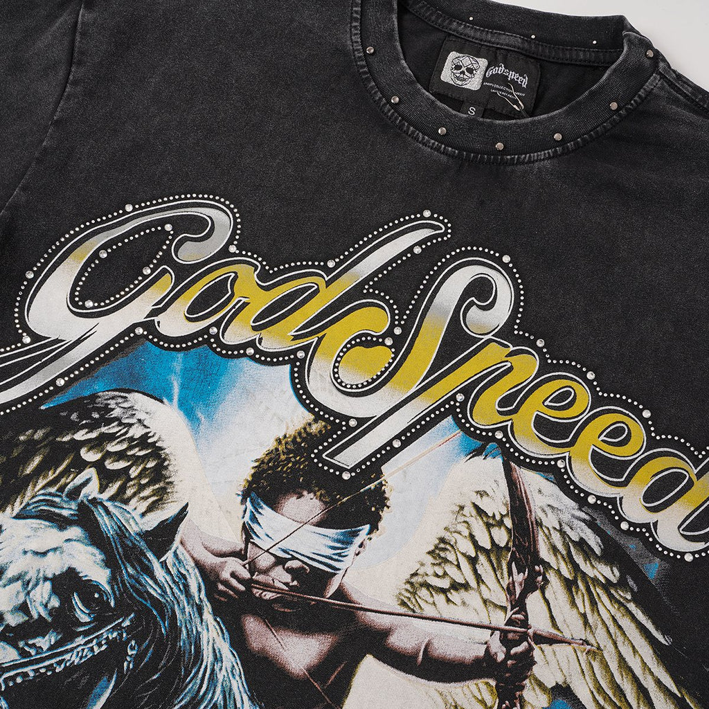 Godspeed Angel Horse Rhinestone Graphic T-Shirt — detail