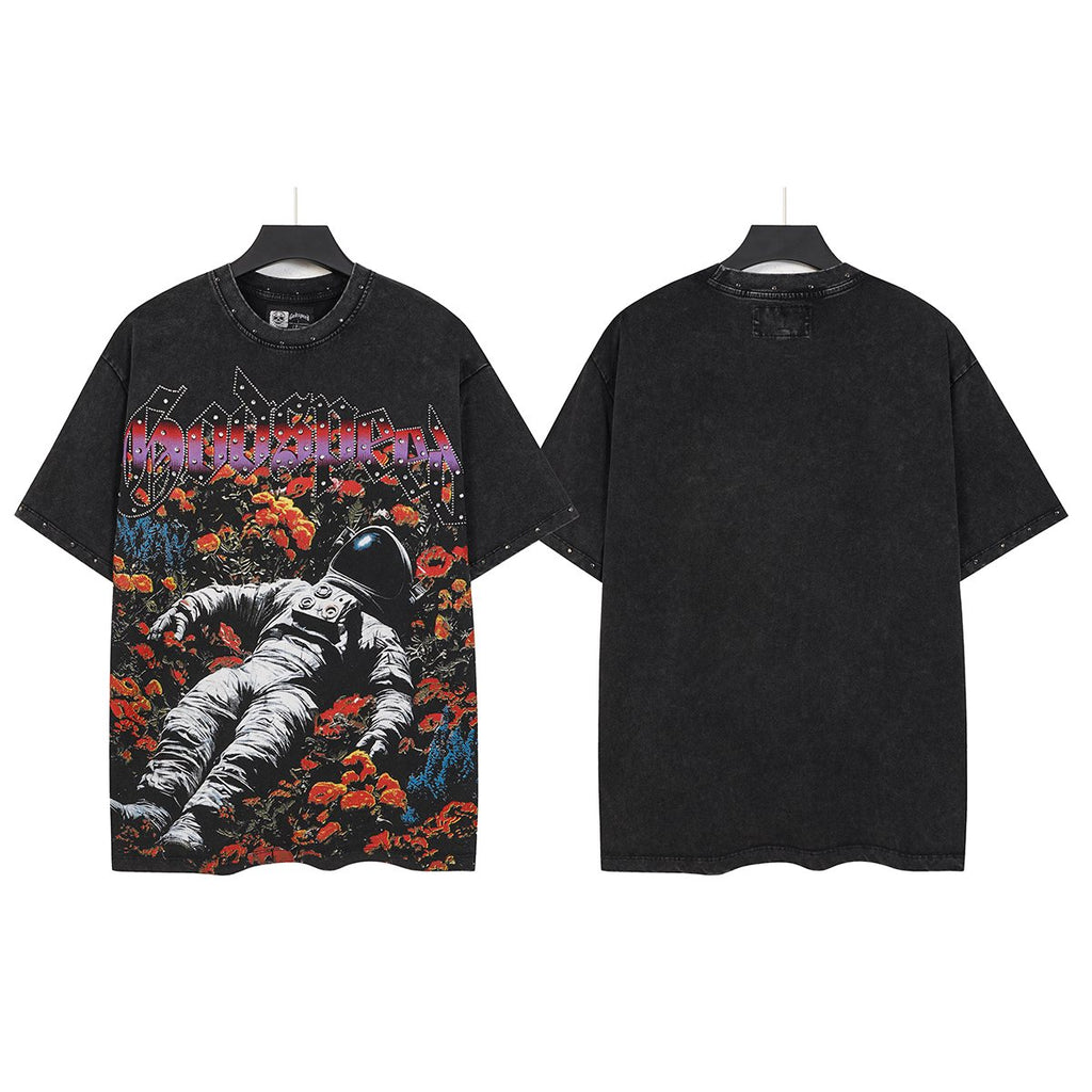 Godspeed Astronaut Flowers Studded Short-Sleeve T-Shirt — front