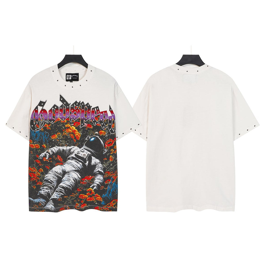 Godspeed Astronaut Flowers Studded Short-Sleeve T-Shirt — front