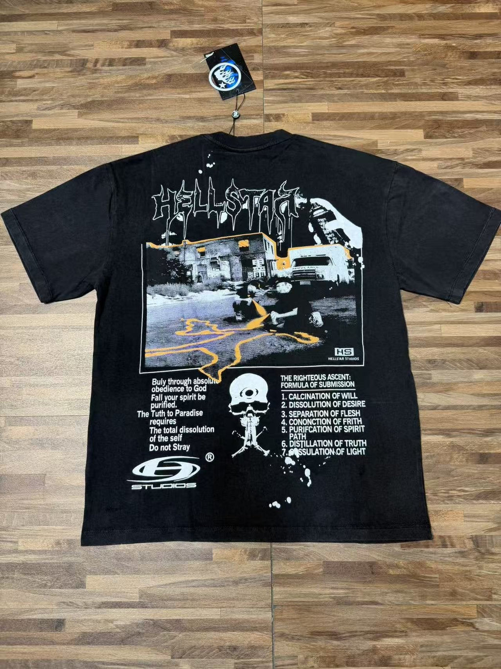 Hellstar Washed Black Front & Back Graphic T-Shirt — back