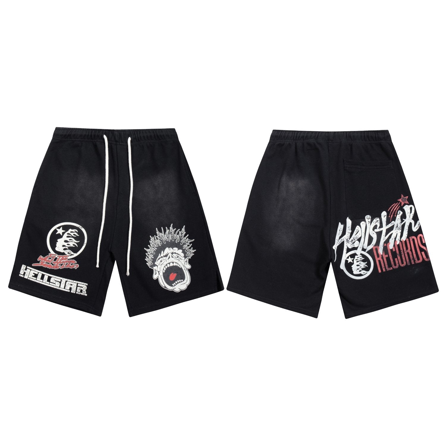 Hellstar Records Graphic Drawstring Shorts — front