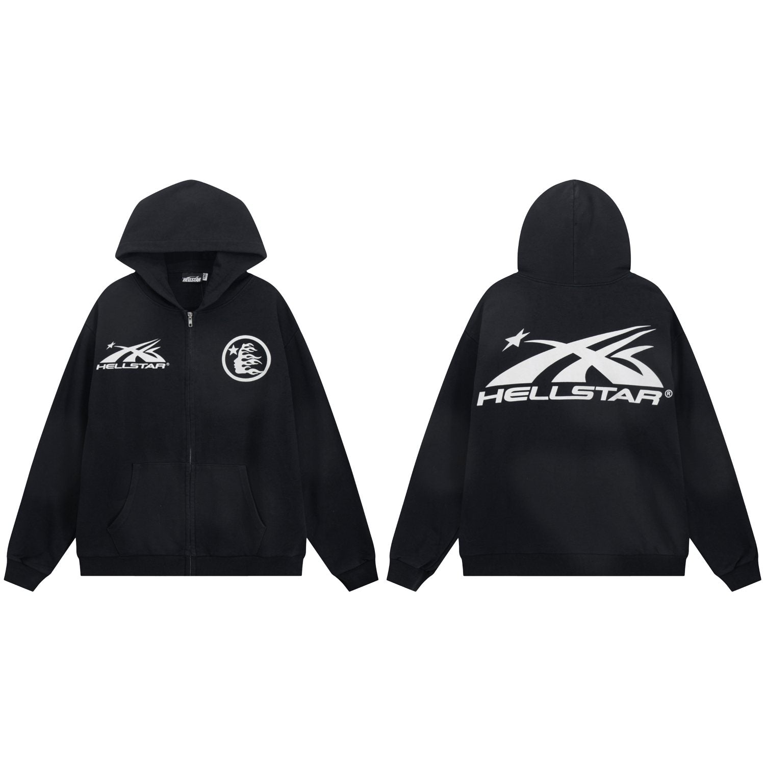Hellstar Washed Full-Zip Graphic Hoodie — hero