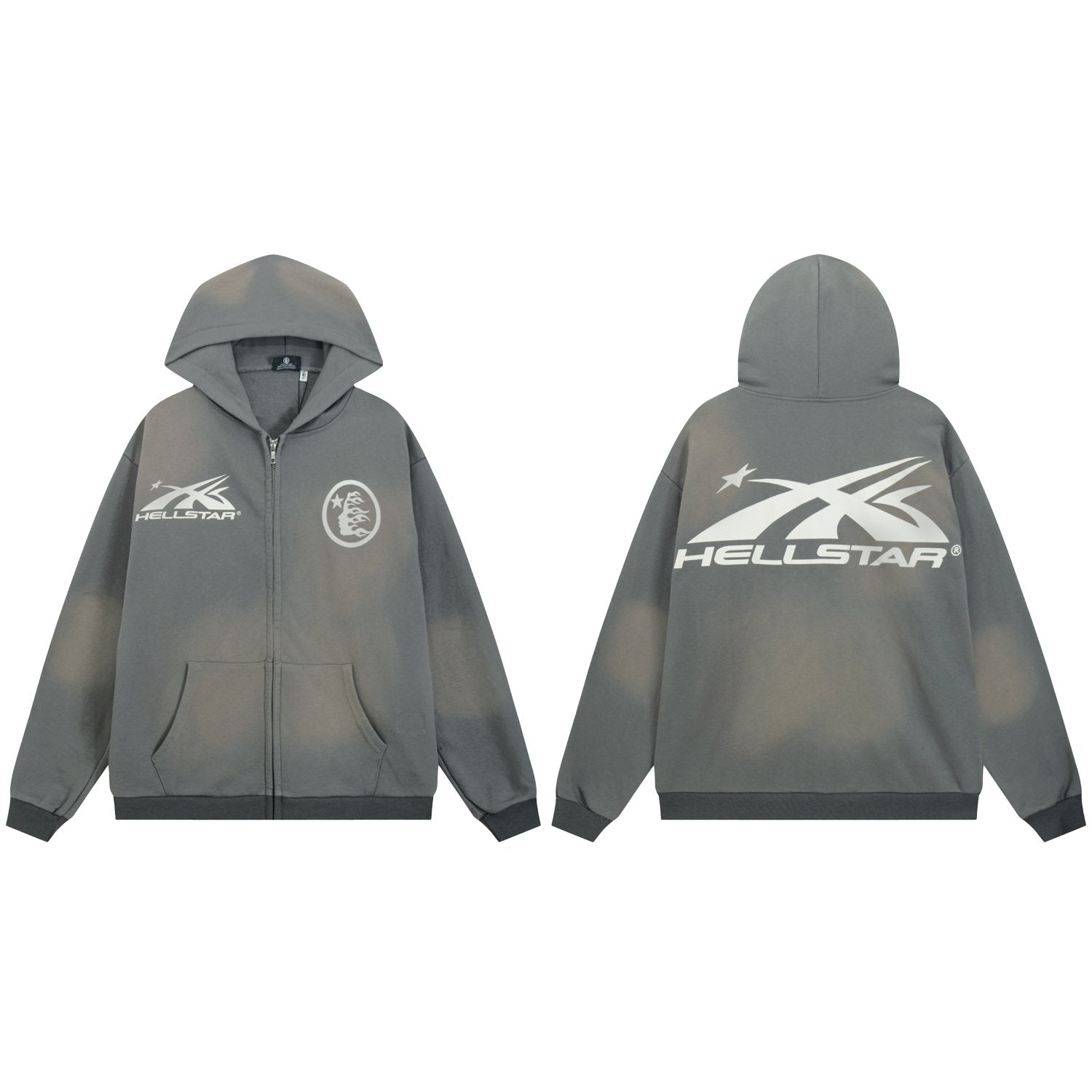 Hellstar Washed Full-Zip Graphic Hoodie — front