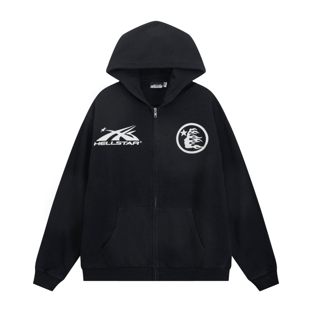 Hellstar Washed Full-Zip Graphic Hoodie — front
