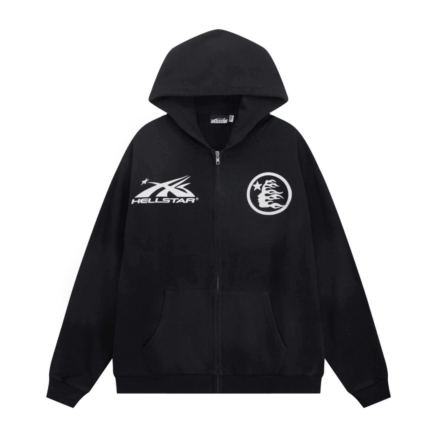 Hellstar Washed Full-Zip Graphic Hoodie — front
