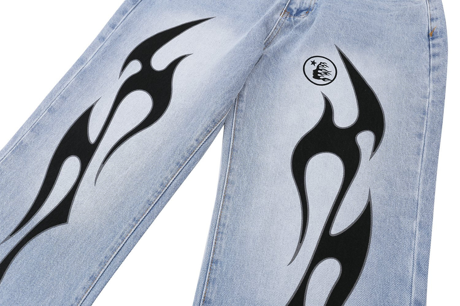 Hellstar Thorn Graphic Light Blue Jeans — detail