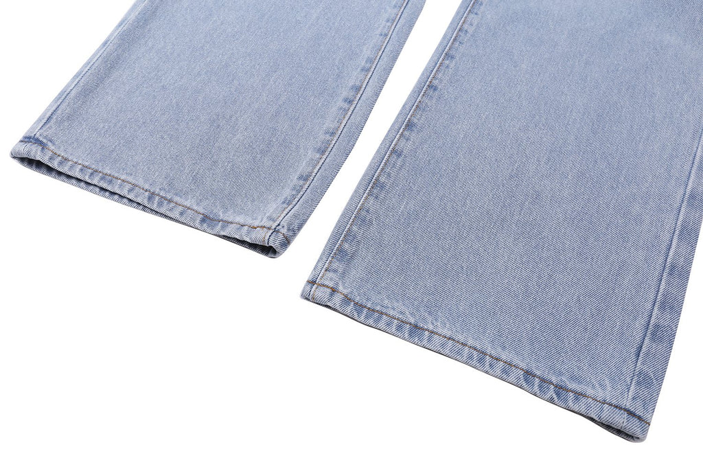 Hellstar Light Blue Washed Graphic Jeans — detail