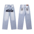 Hellstar Light Blue Washed Graphic Jeans — hero