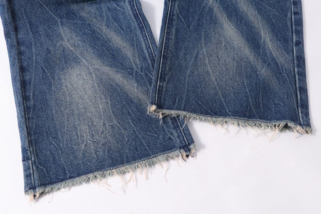 Hellstar Washed Blue Distressed Straight-Leg Jeans — detail