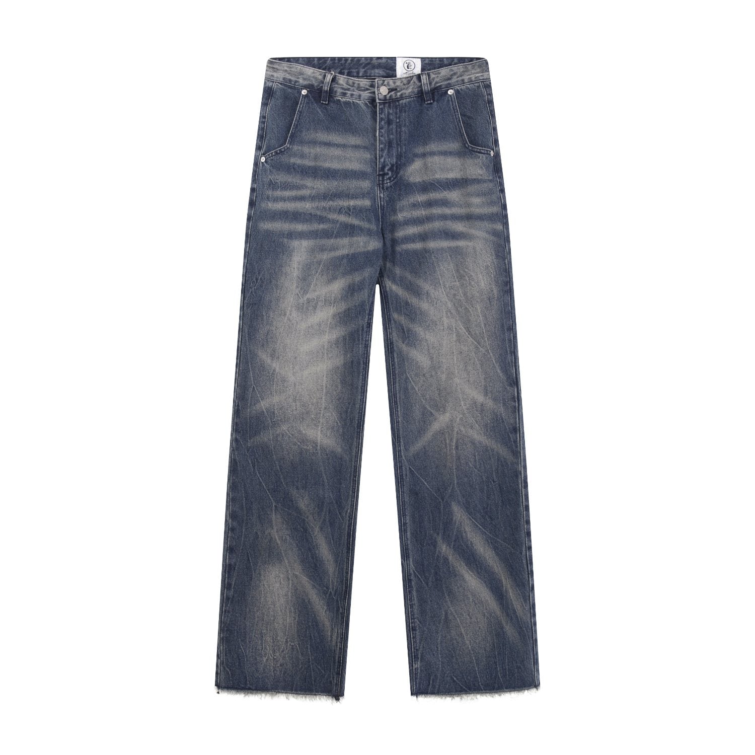Hellstar Washed Blue Distressed Straight-Leg Jeans — hero