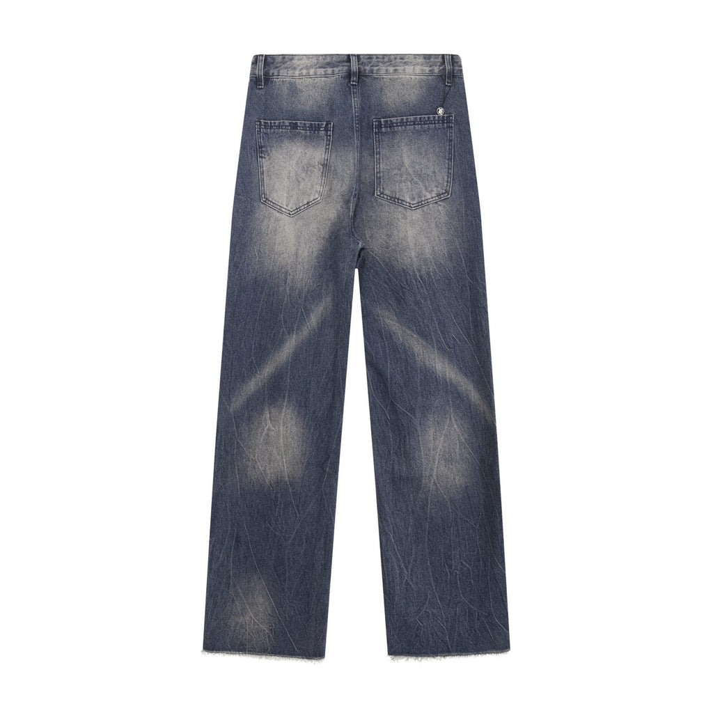 Hellstar Washed Blue Distressed Straight-Leg Jeans — back