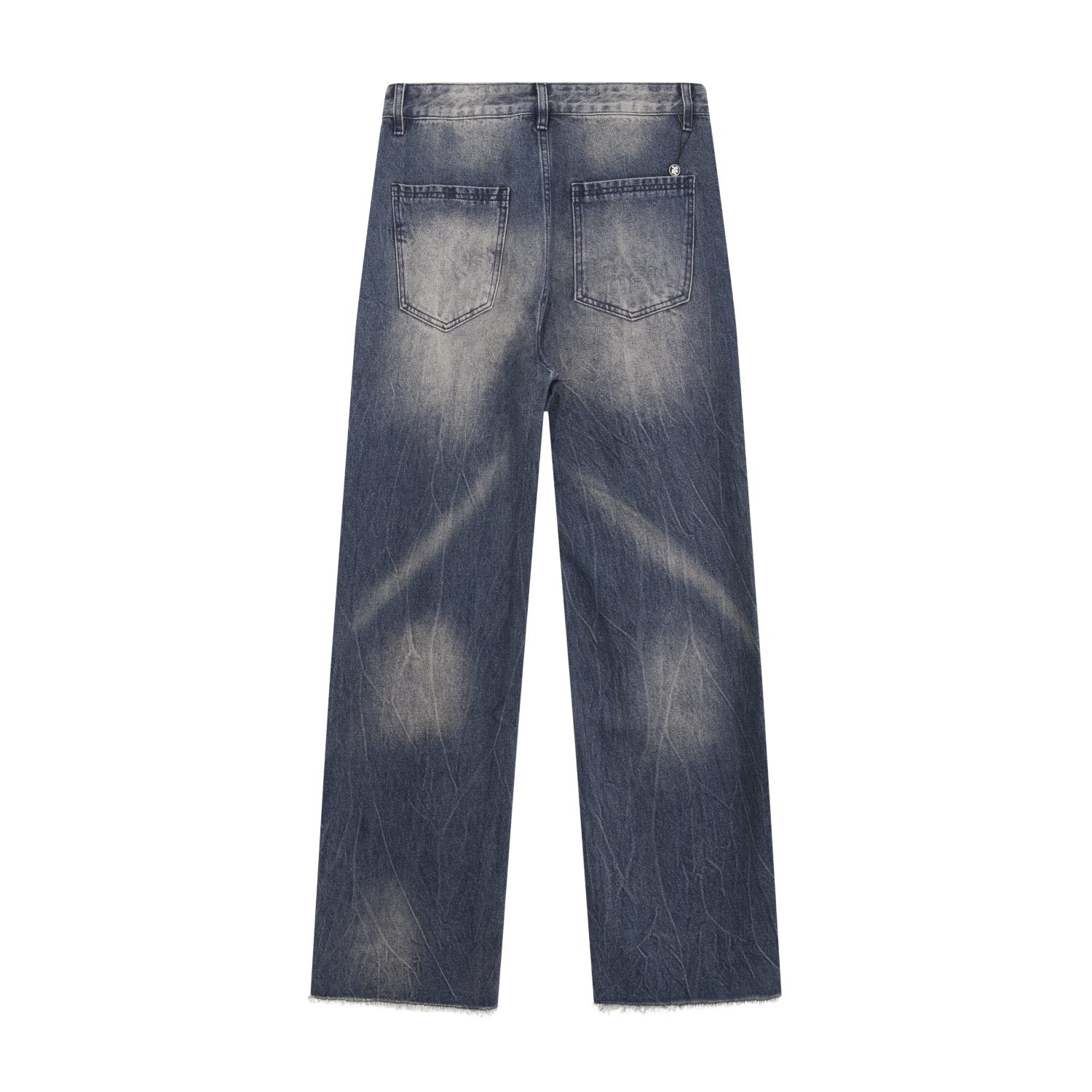 Hellstar Washed Blue Distressed Straight-Leg Jeans — back