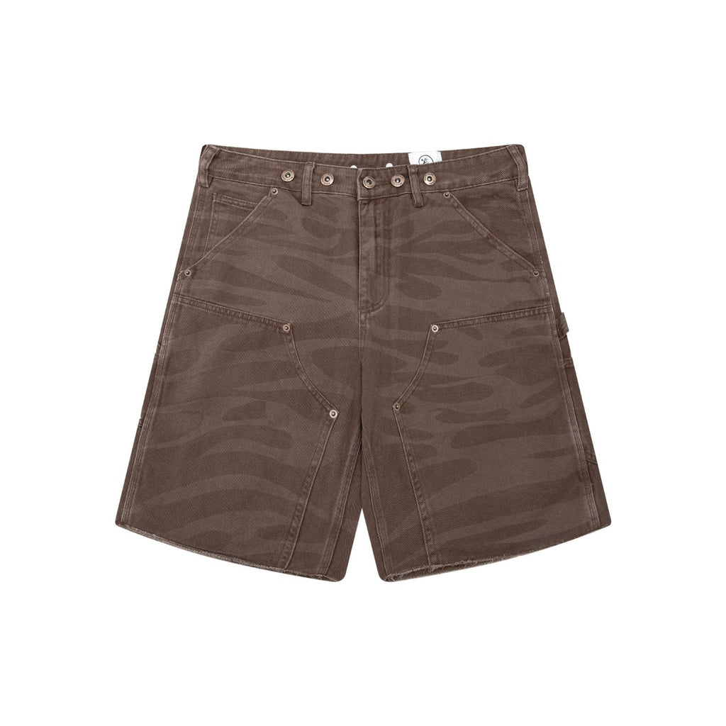 Hellstar Brown Tonal Logo Denim Shorts — hero