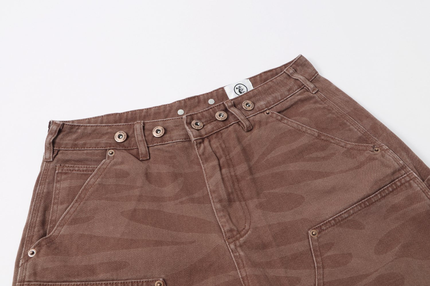 Hellstar Brown Tonal Logo Denim Shorts — detail