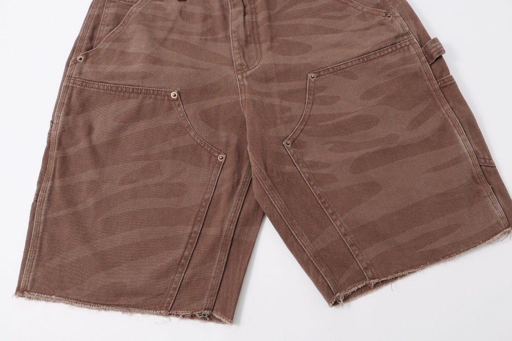 Hellstar Brown Tonal Logo Denim Shorts — detail