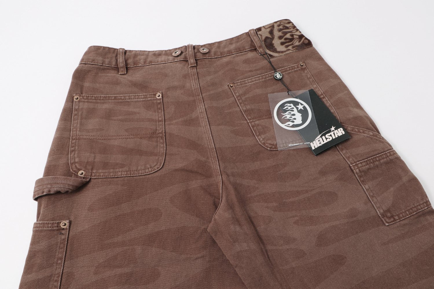 Hellstar Brown Tonal Logo Denim Shorts — detail