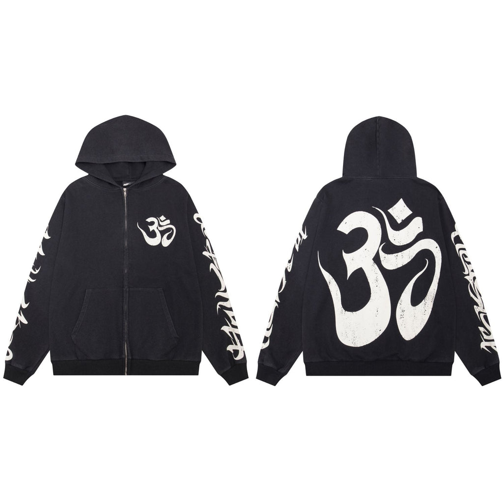 Hellstar Om Graphic Zip-Up Hoodie — hero
