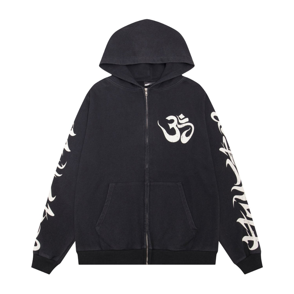 Hellstar Om Graphic Zip-Up Hoodie — front