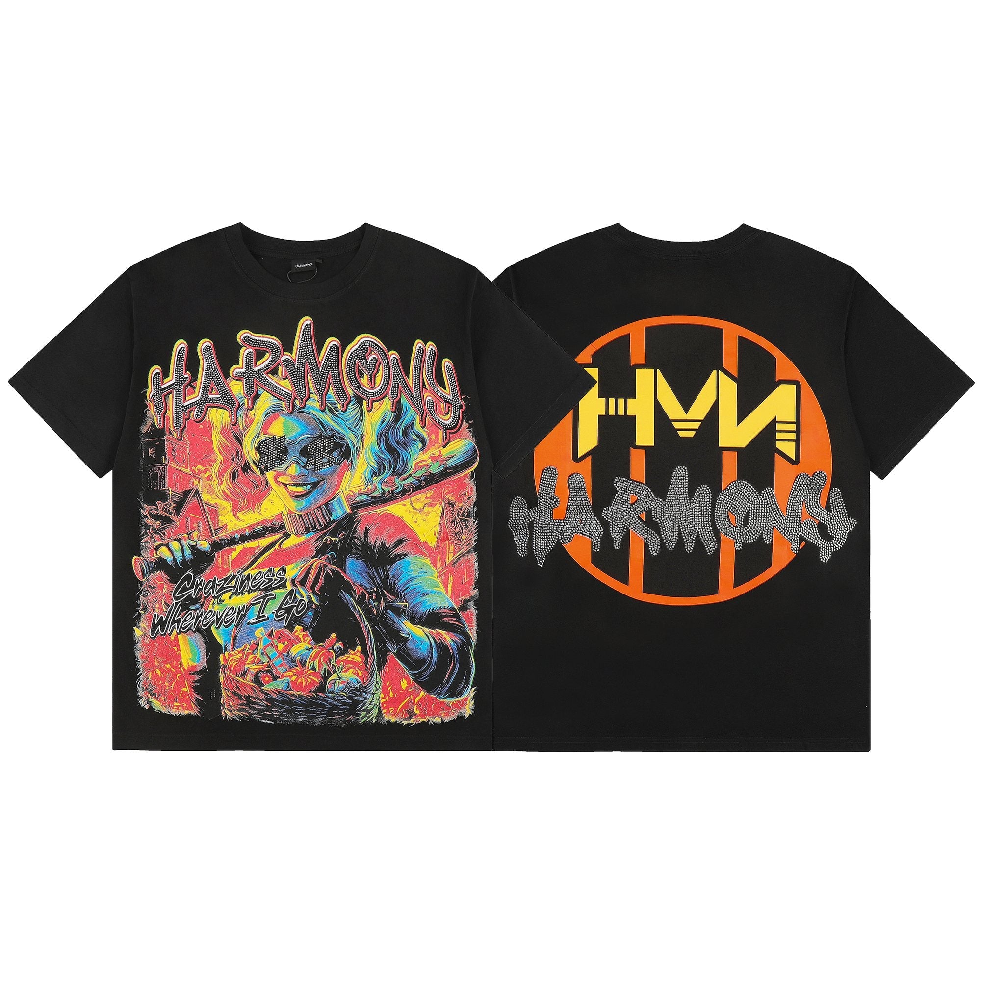 HARMONY Black Front & Back Graphic T-Shirt — hero