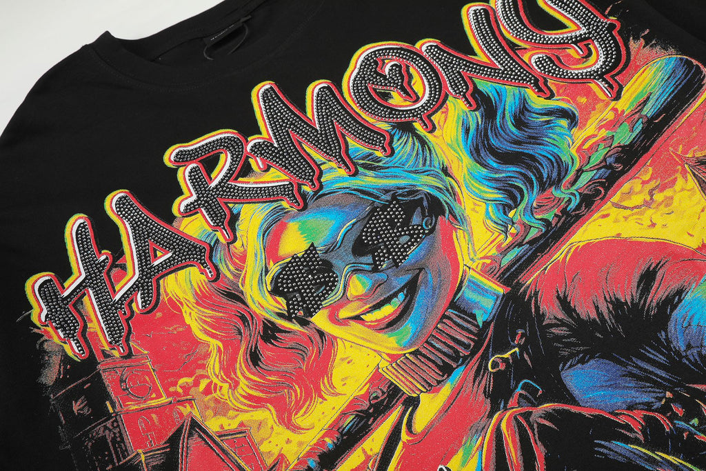 HARMONY Black Front & Back Graphic T-Shirt — detail
