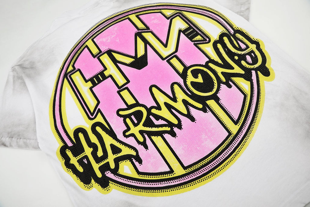 HARMONY Washed White Front & Back Graphic T-Shirt — detail