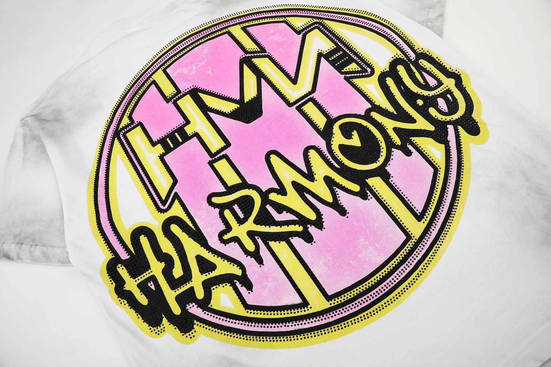 HARMONY Washed White Front & Back Graphic T-Shirt — detail