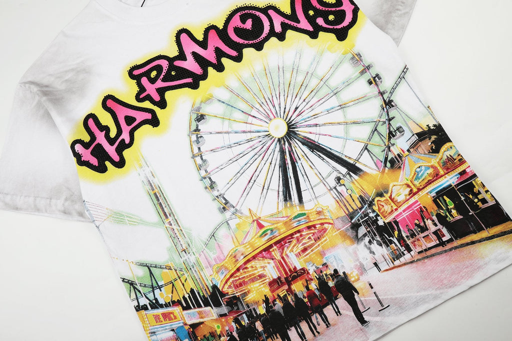 HARMONY Washed White Front & Back Graphic T-Shirt — detail