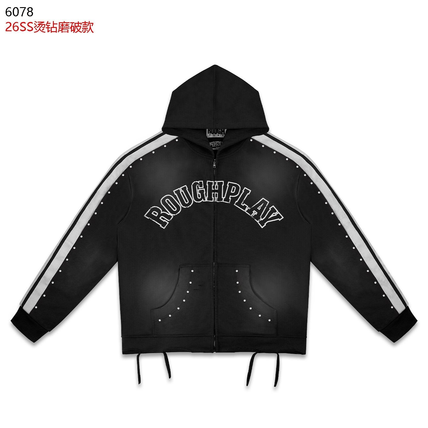 Rough Play Studded Stripe Full-Zip Hoodie — hero