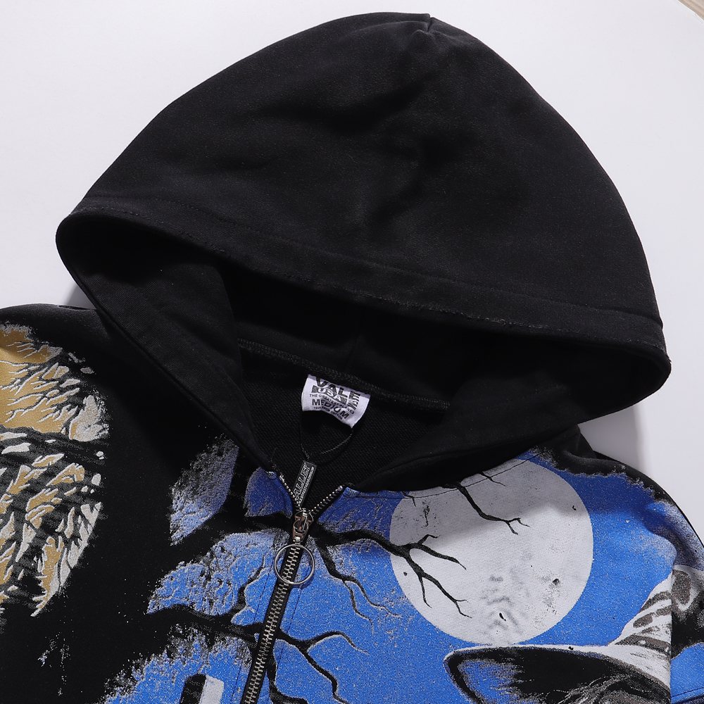 VALE USA Ghost Halloween Graphic Zip-Up Hoodie — detail