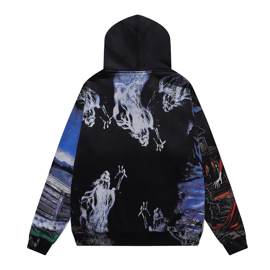VALE USA Ghost Halloween Graphic Zip-Up Hoodie — back