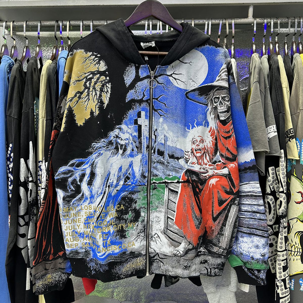 VALE USA Ghost Halloween Graphic Zip-Up Hoodie — context