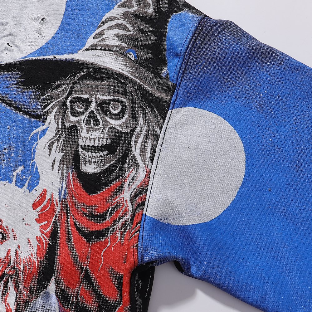 VALE USA Ghost Halloween Graphic Zip-Up Hoodie — detail