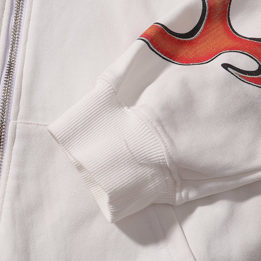 VALE USA Reborn Cross Flame Zip Hoodie — detail