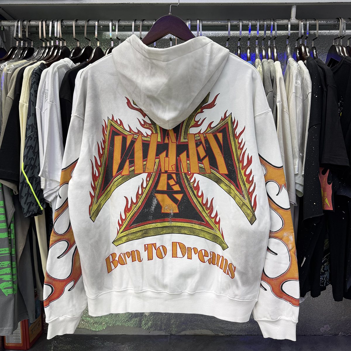 VALE USA Reborn Cross Flame Zip Hoodie — context