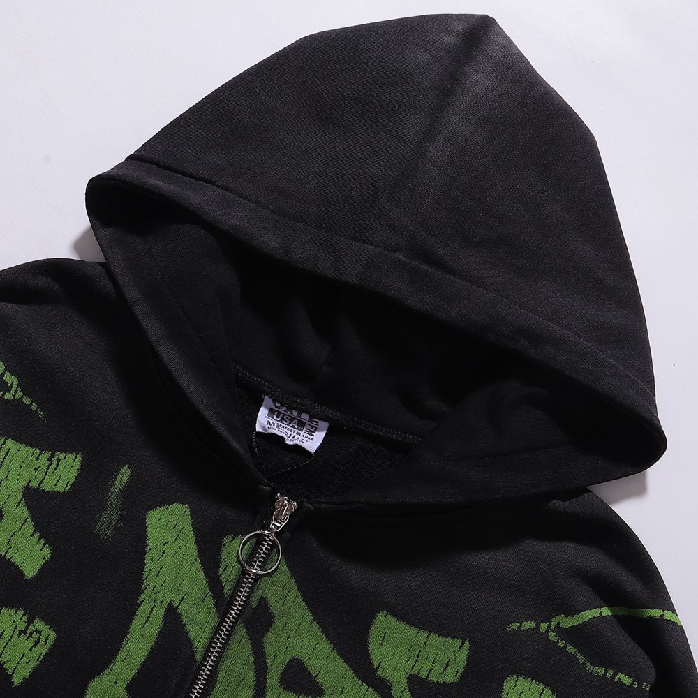 VALE USA Liberty Graphic Washed Zip Hoodie — detail