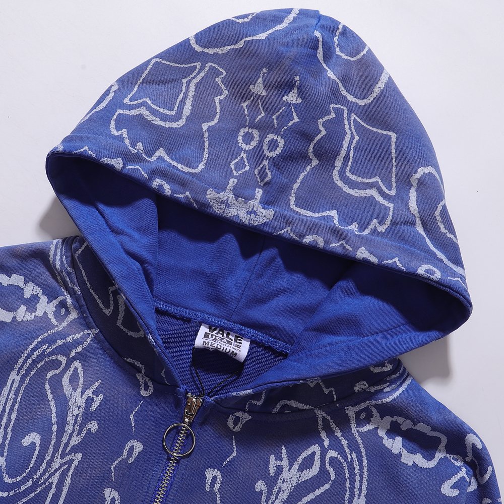 VALE USA Paisley Print Zip Hoodie — detail