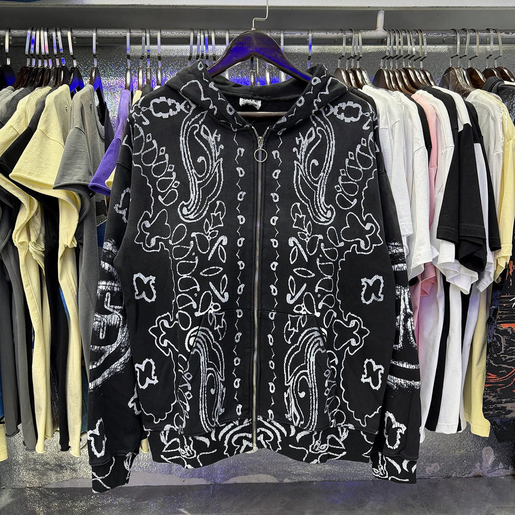 VALE USA Paisley Print Zip Hoodie — context