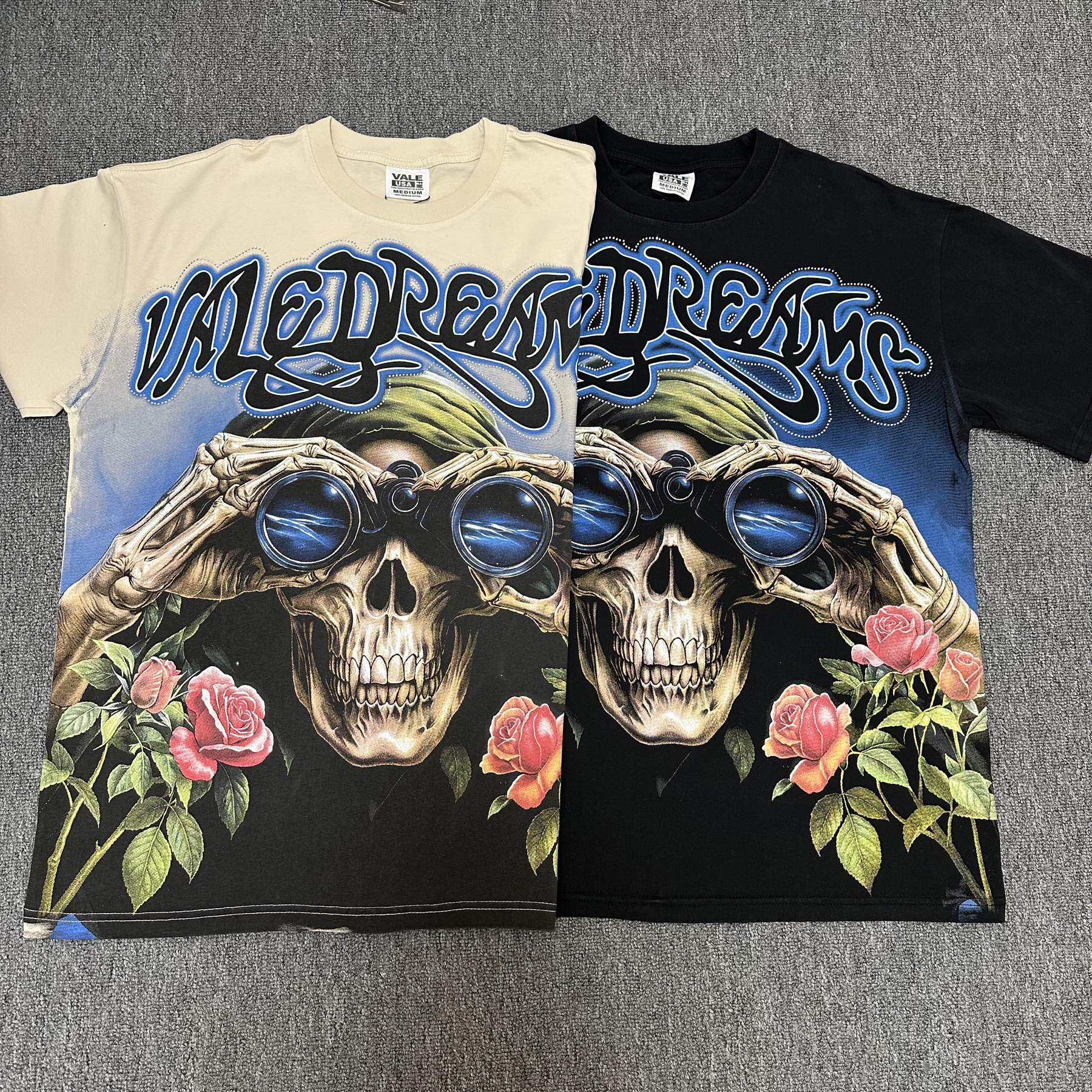 VALE USA Skull & Roses Rhinestone Short-Sleeve T-Shirt — comparison