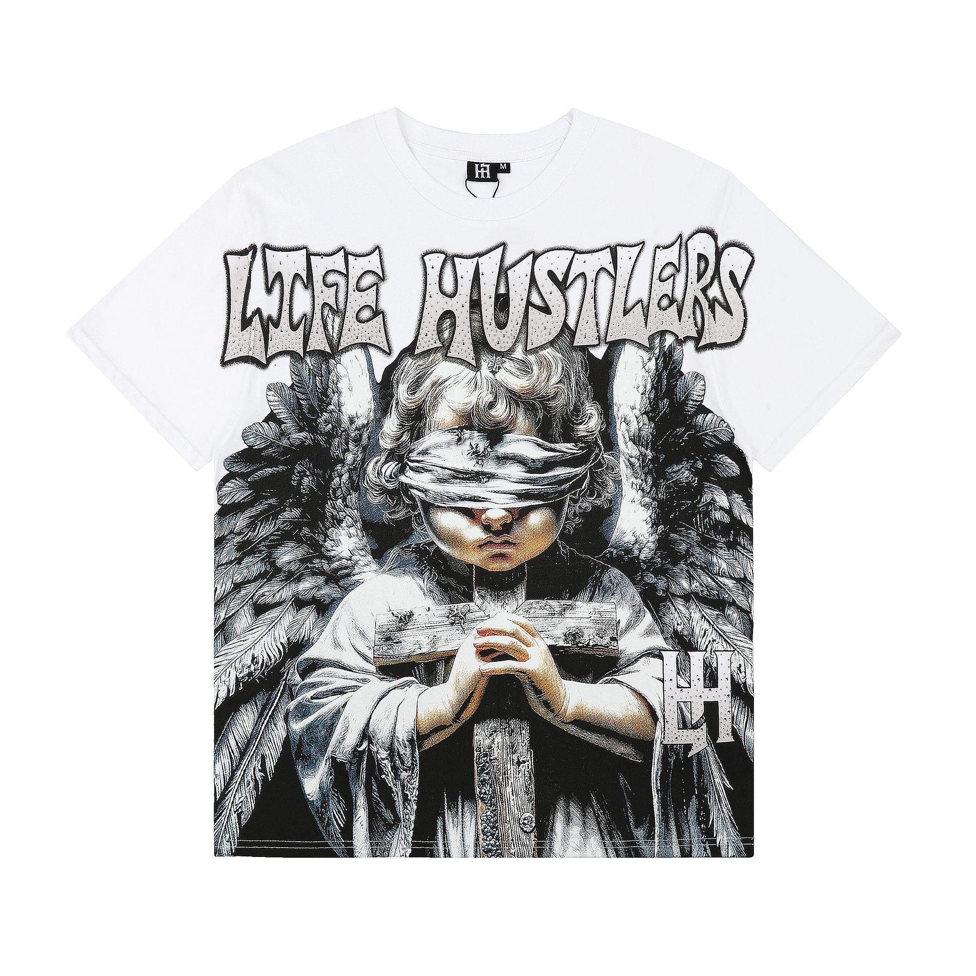 Life Hustlere LIFE HUSTLERS Angel Graphic T-Shirt - White/Black — hero