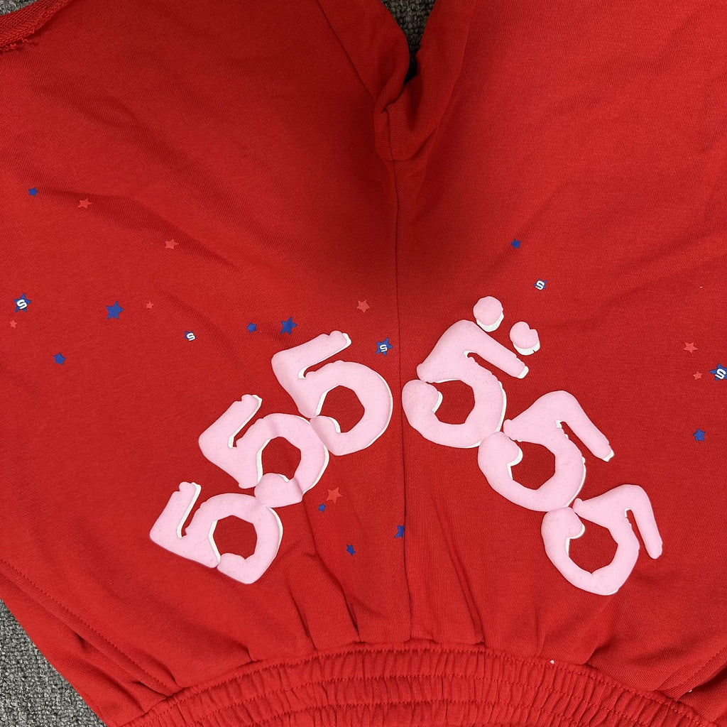 Sp5der 555 Graphic Red Shorts — detail