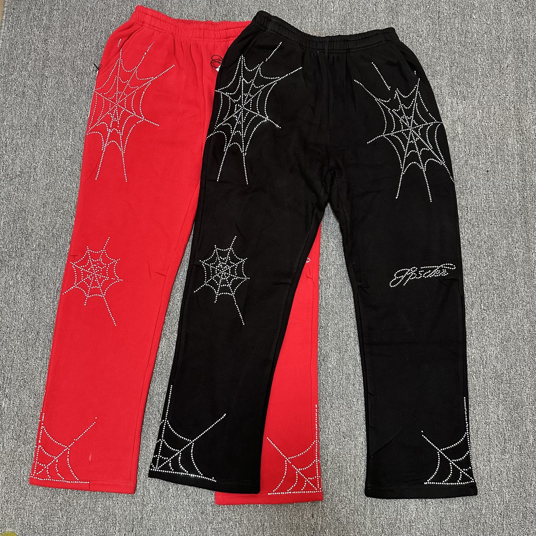 Sp5der Rhinestone Spiderweb Zip Hoodie & Pants Matching Set — comparison
