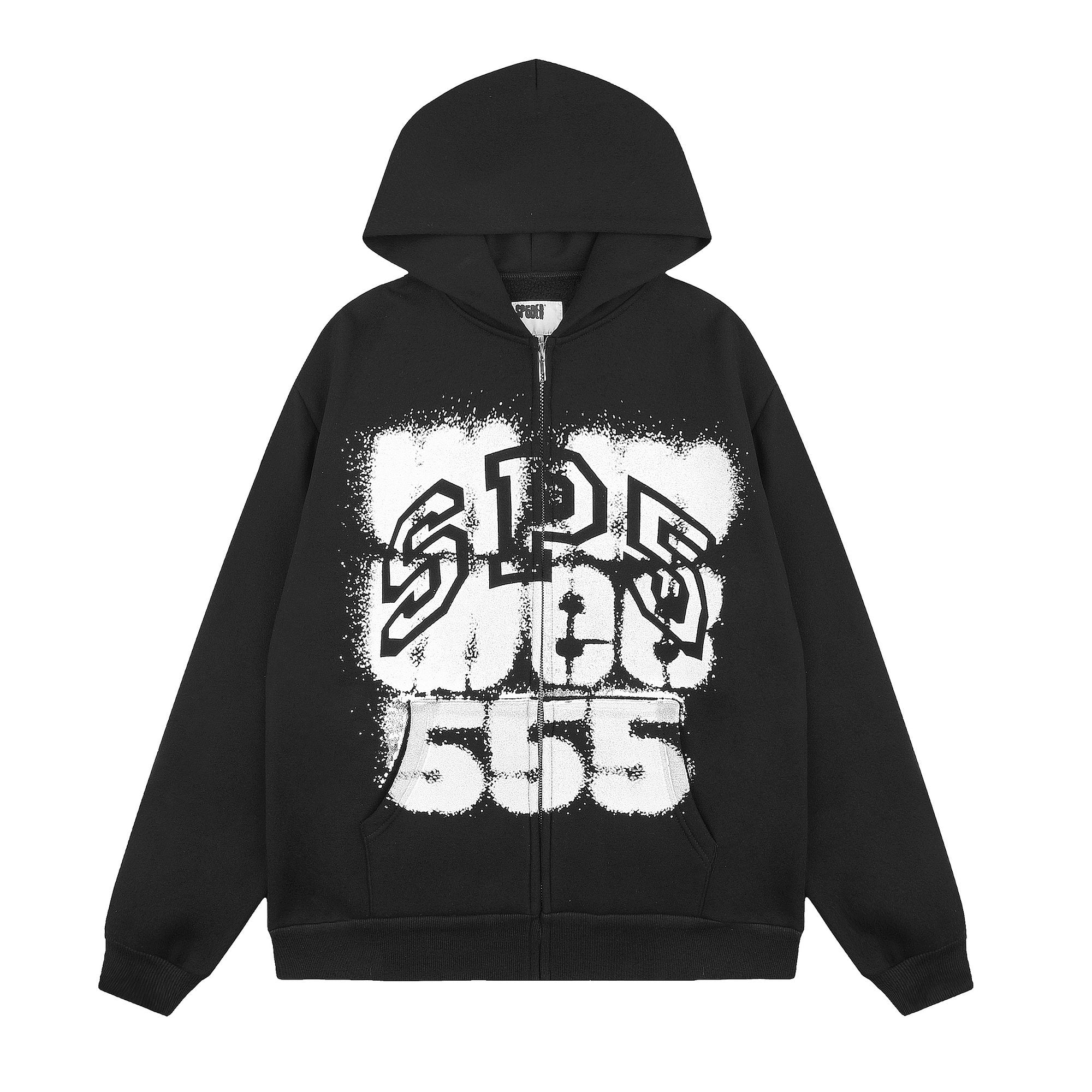 Sp5der Distressed Front Graphic Zip-Up Hoodie — hero