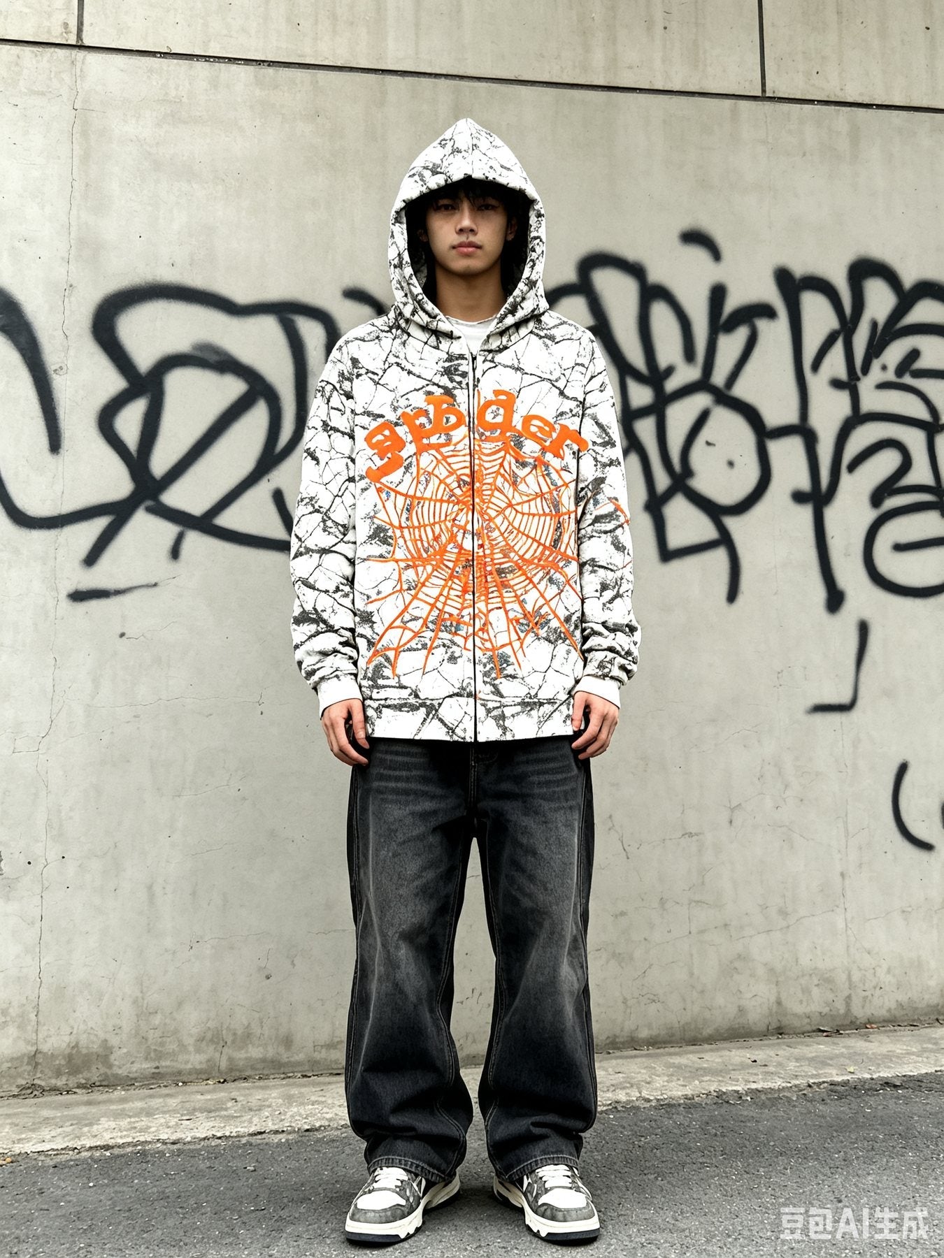 Sp5der Camo Spider Graphic Hoodie & Shorts Set — context