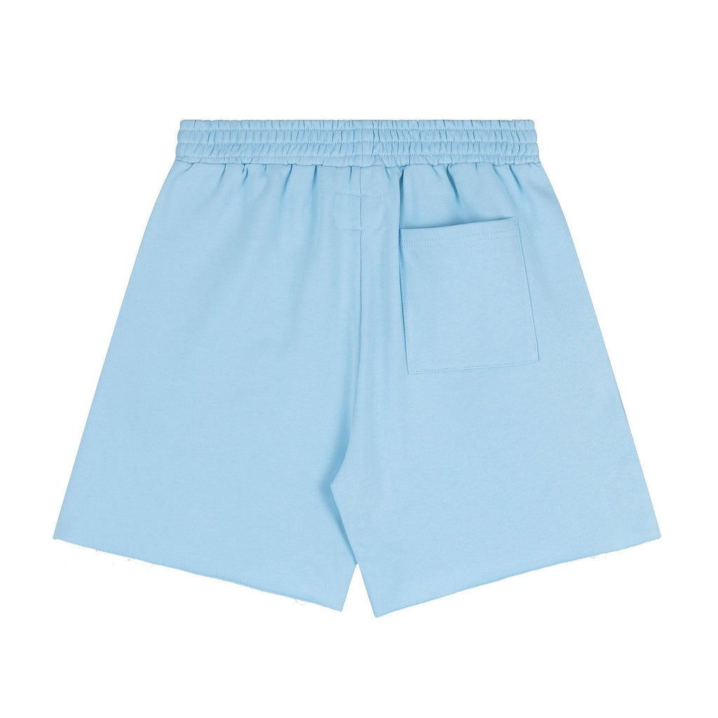 Sp5der Raised Graphic Raw Hem Shorts — back