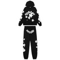 Sp5der Black Graphic Hoodie & Jogger Matching Set — hero