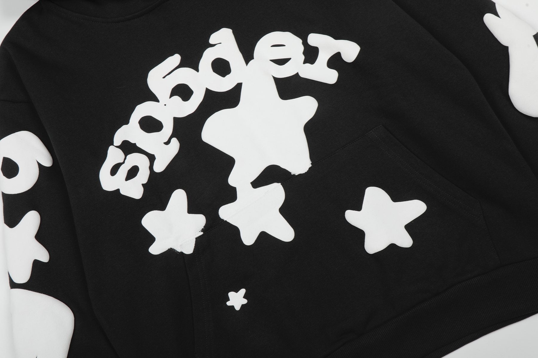 Sp5der Black Graphic Hoodie & Jogger Matching Set — detail