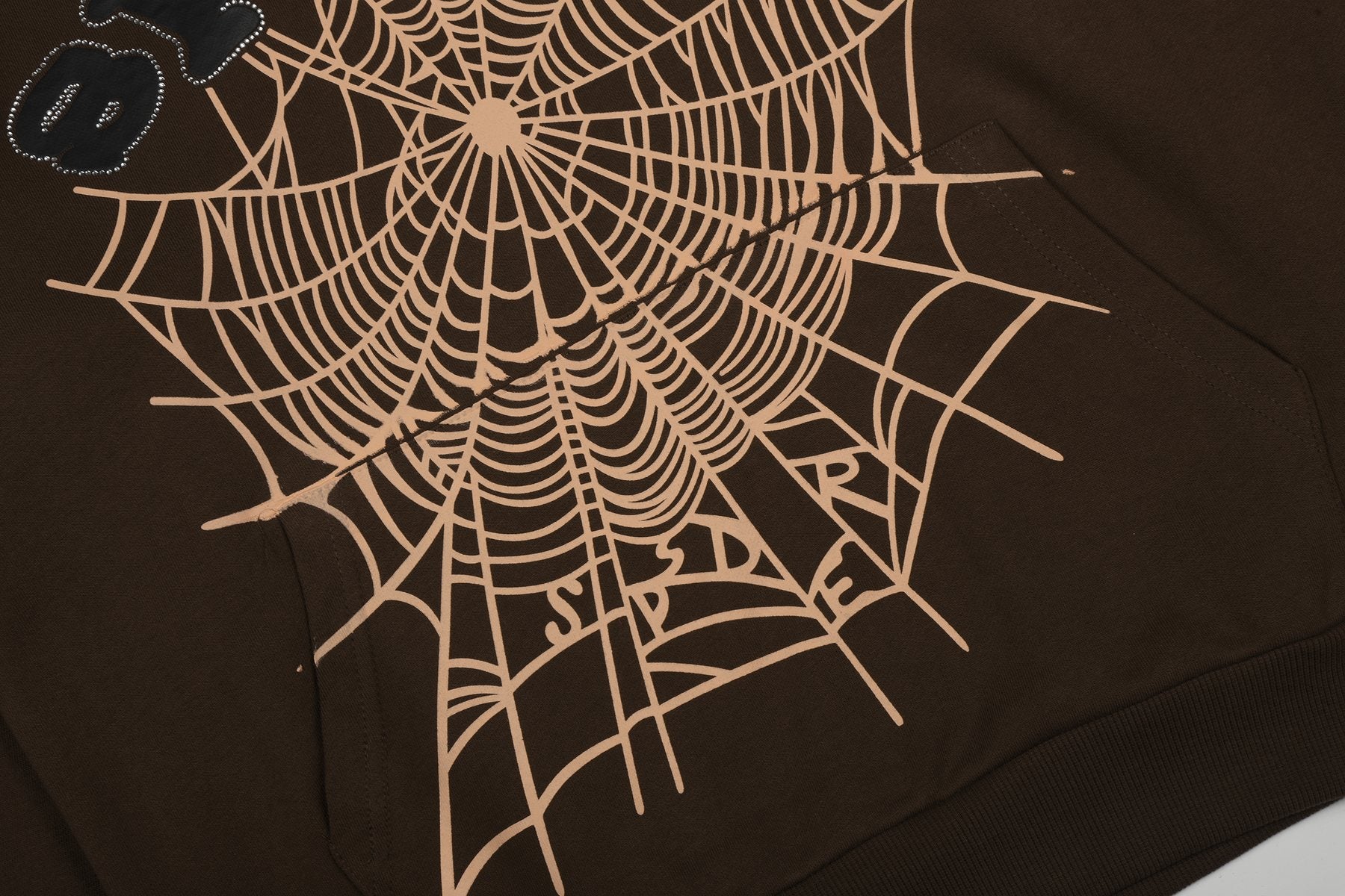 Sp5der Brown Spiderweb Hoodie & Sweatpants Matching Set — detail